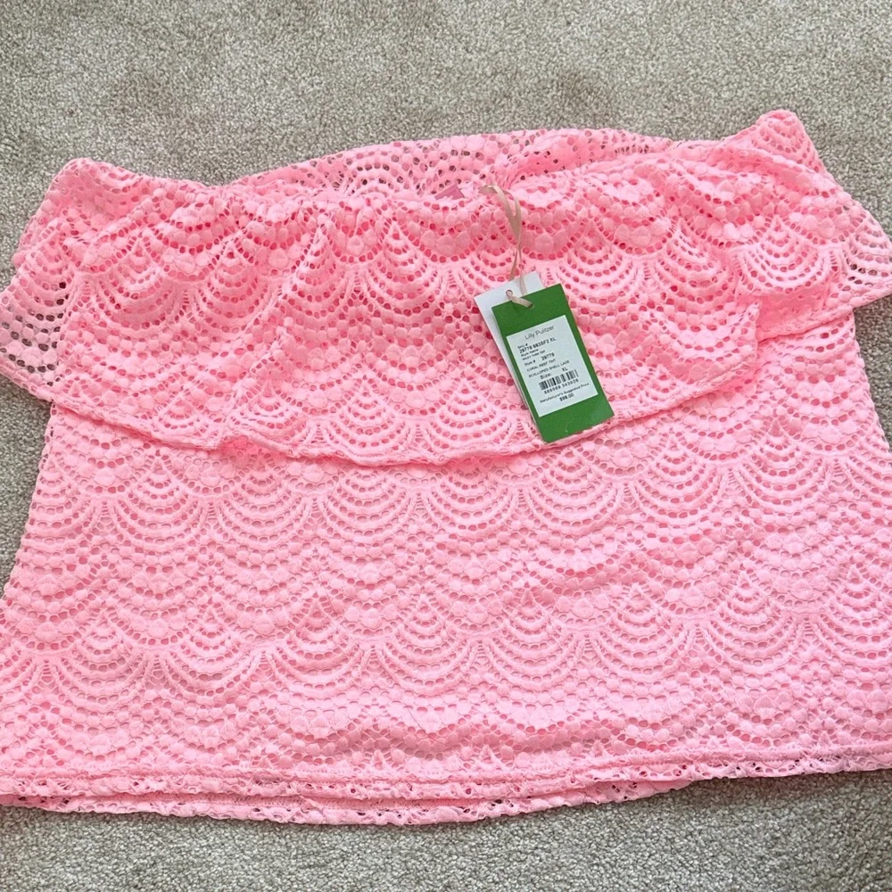 Lilly Pulitzer Pink Lace Wiley Tube Top - Picture 1 of 8
